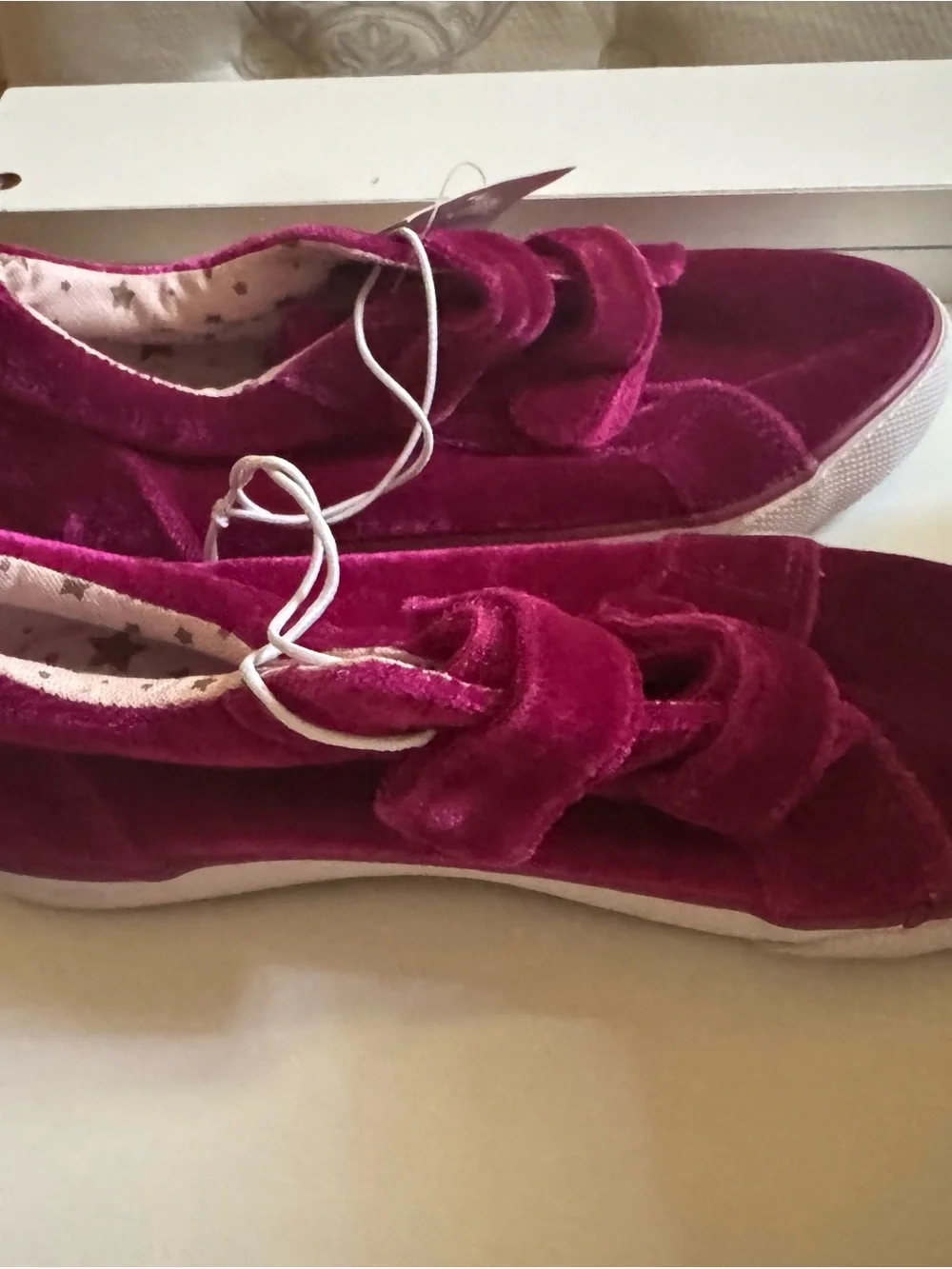 Cat & Jack Velvet Bow Slip-On Sneakers in Magenta
